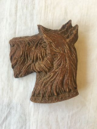 Vintage Scottie Terrier Dog Figural Carved Bulrwood Brooch/pin