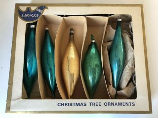 Vtg Large Teardrop Shiny Brite Lanissa Christmas Ornaments West Germany