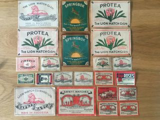 Vintage Matchbox Labels - Various Countries,  Sth Africa,  Ceylon,  Zealand