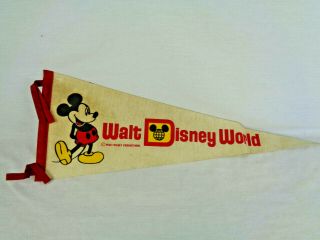 Vtg 1970s Walt Disney World Mickey Mouse Raised Pictures 24 " Felt Pennant