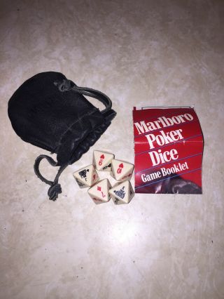 Marlboro Poker Dice Game 1990 Airplane Travel Carrying Leather Bag Pouch Fun 2