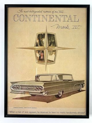 1959 Lincoln Continental Mark Iv Advertising Framed Ad Man Cave Gift Vtg Car
