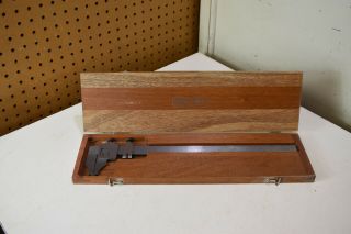 L5145 Vintage Starrett Vernier Caliper No.  122 16 ",  W/ Wooden Case