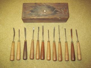 Set Of12 Antique Wood Carving Tools