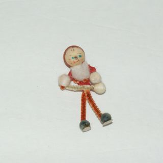 Vintage Mini Santa Elf Pipe Cleaner Christmas Decoration Ornament 2 " Tiny Small