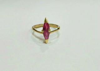 Vintage 2.  0ct Marquis Ruby Solitaire Engagement 14k Yellow Gold Over Ring 9.  5