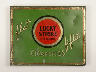 Vintage Lucky Strike Cigarette Flat Fifties Tin It’s Toasted Tobacco Box