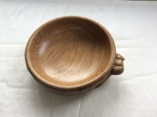 Robert Thompson Mouseman Solid Carved Oak Nut Bowl Dish Kilburn Yorkshire