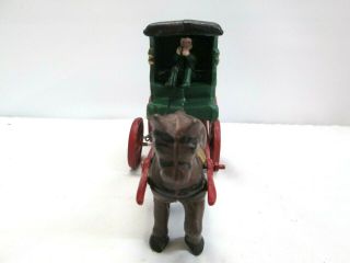 Vintage Old Cast Iron Toy US Mail 128 Wagon Carriage With Horse & Driver 11 