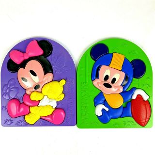 Vtg Mickey Mouse & Baby Minnie Plastic 3d Preschool Puzzle Football Mattel Arco