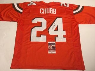 Nick Chubb Autographed Cleveland Browns Orange Jersey Jsa Witnessed