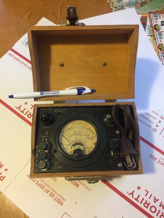 Vintage Weston Electrical Steampunk Model 301 W/ Dovetail Oak Box