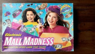 Vintage Nm 1989 Electronic Mall Madness Board Game Milton Bradley 100 Complete