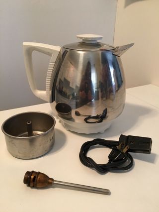 Vintage Jet - O - Matic 10 Cup Electric Percolator Coffee Pot White By Saladmaster