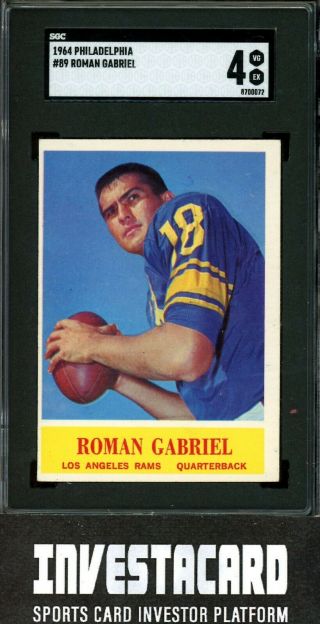 1964 Philadelphia Vintage Football 89 Roman Gabriel Los Angeles Rams Sgc4 Invest