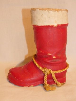 Vintage Christmas Paper Mache Santa Boot Candy Container 6 "