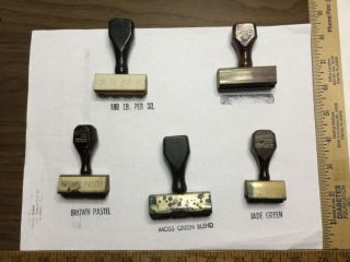 Vintage 5 Wood Handle Rubber Stamps Acme Texas Moss Jade Green 180 Lb Pastel