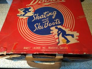Vintage Daoust Ice Skates Size 8 Sheffield Steel Blades White Orginal Box