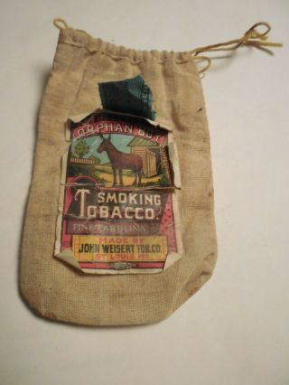 Orphan Boy Smoking Tobacco Bag 1 Ounce Stamp Vintage John Weisert St.  Louis