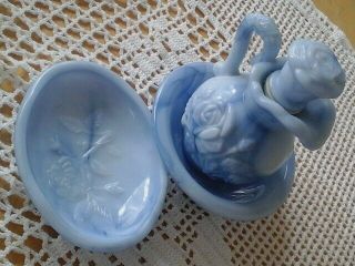 Vintage Avon Milk Glass Blue Marbled Pitcher Bowl Soap Dish Lotion Bath Oil