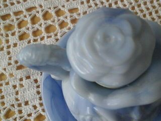 Vintage Avon Milk Glass Blue Marbled Pitcher Bowl Soap dish Lotion bath oil 3