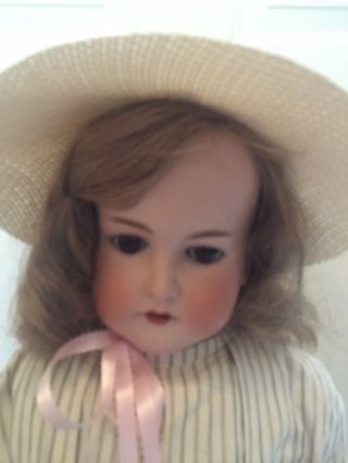 Antique 34” A12m Bisque Head Doll With Kid Leather And Composition Body