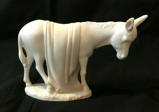 Vintage 60s Holland Mold 4 - 1/8 " Bisque White Donkey Christmas Nativity Figure