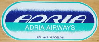 Old Adria Airways (yugoslavia) Airline Sticker