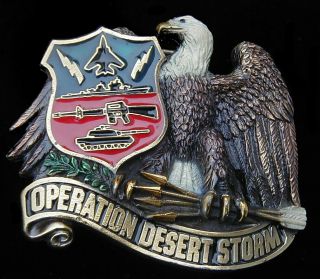 Operation Desert Storm Belt Buckle American Eagle Vintage 1991