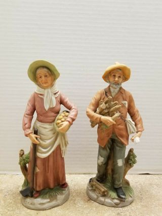Homco Porcelain Farmer Figurines Mr.  And Mrs.  Vintage Home Interiors 8884
