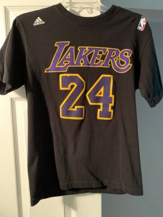 Mens Small Adidas Nba Los Angeles Lakers Gold Kobe Bryant 24 Jersey T - Shirt - Exc