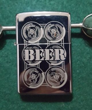 Zippo Lighter Six Pack Of Beer Cans Hi Pol Chrome 2010