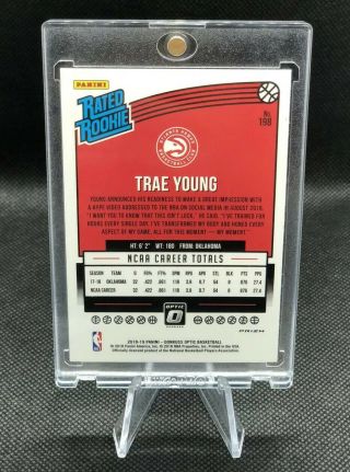 2018 - 19 Donruss Optic Choice Trae Young Mojo Silver Prizm RC Rated Rookie 2