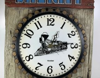 Vintage Westclox Rustic COLT 45 JESSE JAMES Wanted Poster Train Clock Wall Decor 3