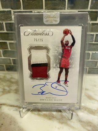 2018 - 19 Flawless Dwayne Wade Game - Worn 3 Color Patch Auto 25/25 Miami Heat