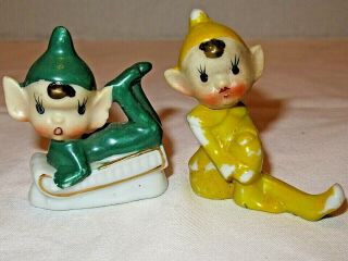 2 Vintage Ceramic Pixies Elves Japan