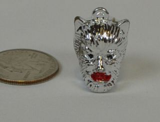 Vintage Silver Pencil Topper Wolfman Wolf Man Monster Head Charm Gumball Toy S
