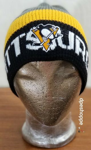 Nhl Pittsburgh Penguins Hockey Reebok Center Ice Ribbed Cuff - Less Beanie Hat Cap