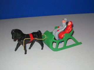 Vintage Barclay Lead Toy Figures Winter Couple On Horse Ride