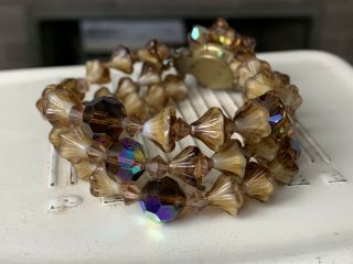 Vintage 50s 60s Amber Glass Beads Bracelet