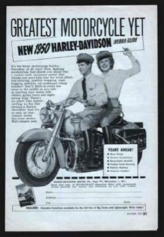 1950 Harley Davidson Vintage Ad Greatest Motorcycle Yet