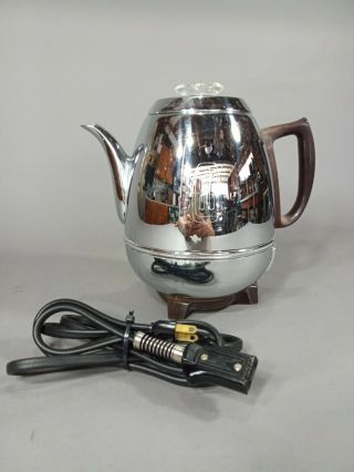 Vtg General Electric Percolator Ge 33p30 Pot Belly 9 Cup Chrome Bakelite Handle