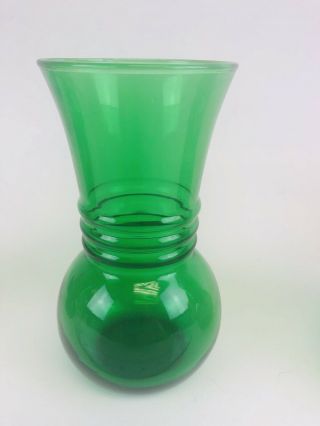 3 Vintage Anchor Hocking Forest Green Glass Ribbed Vase 6 - 1/2 