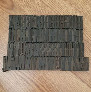 Antique 60 Pc Wood Type 2 " Printing Blocks Alphabet Letterpress Letters Numbers