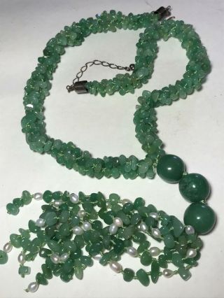 Vtg Drt Jay King Sterling Silver 925 Green Semi - Precious Beaded Necklace Strand