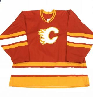 Vintage Maska Ccm Nhl Calgary Flames Hockey Jersey Size Xl Made In Usa