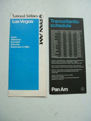 1971 & 1980 Pan Am Airline Timetables - Boeing 707 & 747