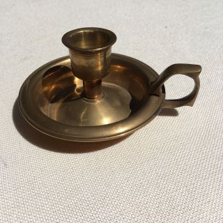 Vintage Heavy Brass Mid Century Finger Lamp Taper Candle Holder.