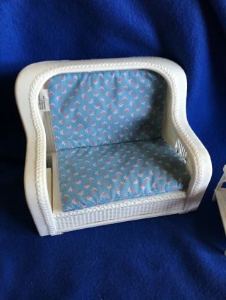 Vintage 1983 Barbie Dream Furniture Wicker Sofa Bed Couch Table