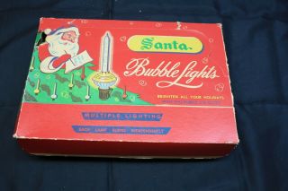 Vintage Santa Bubble Lites Christmas Tree Lights Box No.  7bc - 1940’s